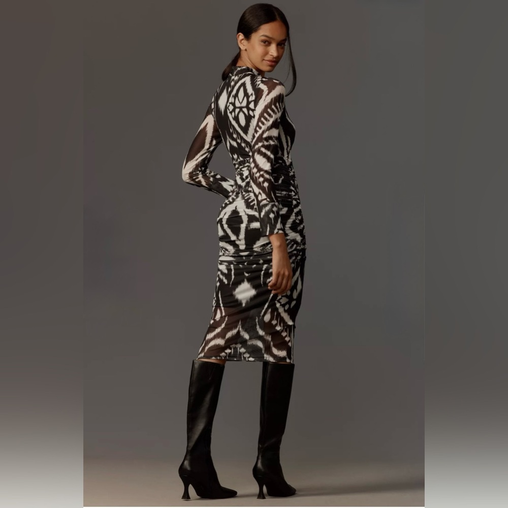 Farm Rio Ikat Ruched Tulle Midi-Dress - size XSmall - NWT - Picture 4 of 14